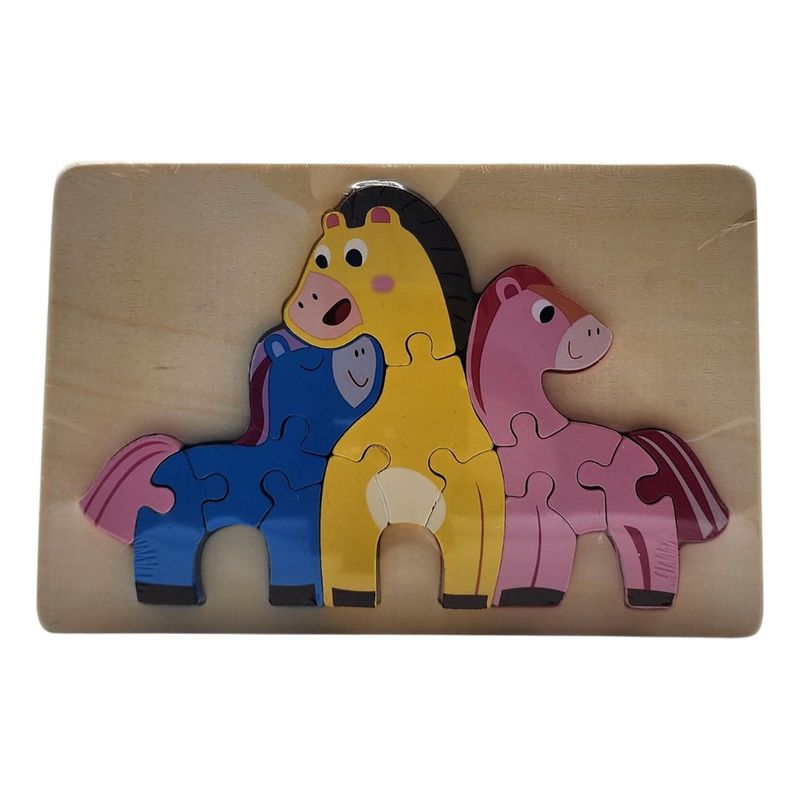 GENERICO - Puzzle Juego De Madera Animales Caballitos Juguete Educativo