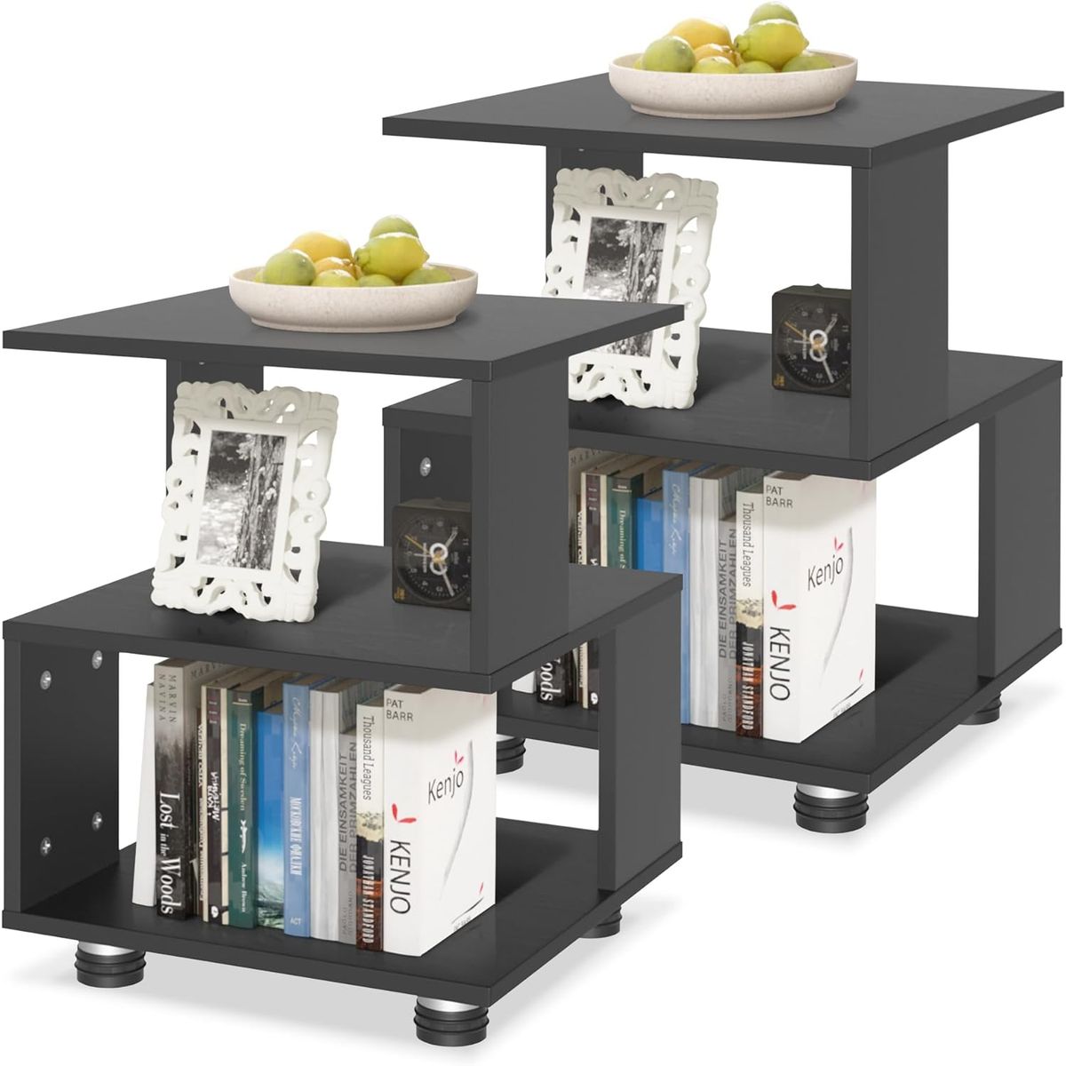 ITAHOME - SET 2 VELADOR LIBRERO MODERNO ENZO NEGRO