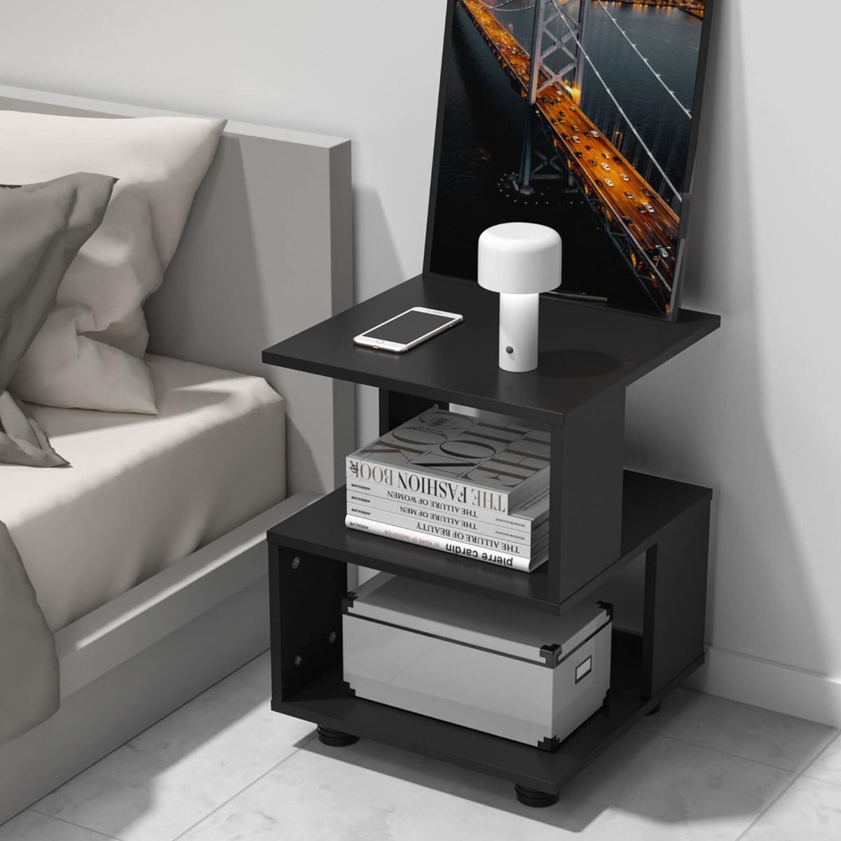 ITAHOME - SET 2 VELADOR LIBRERO MODERNO ENZO NEGRO