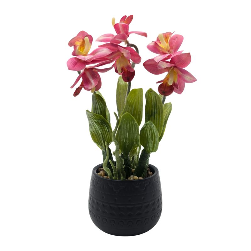 GENERICO - Planta Artificial Orquidea Rosada Decorativa Macetero Loza.