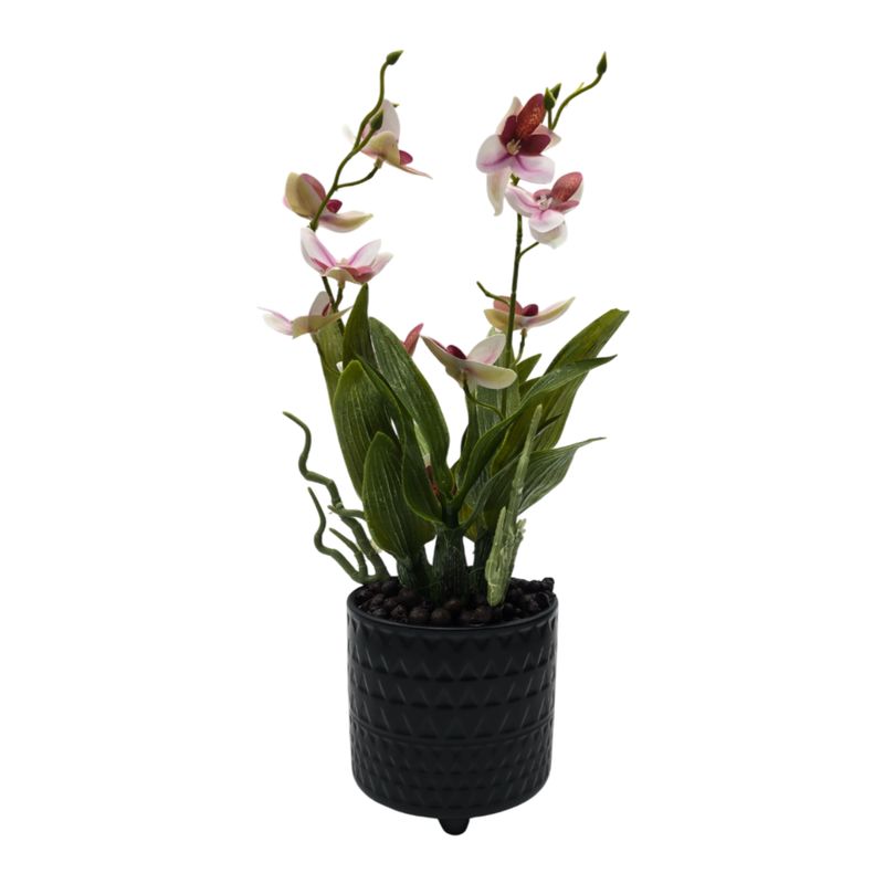 GENERICO - Planta Artificial Orquidea Rosado Decorativa Macetero Loza