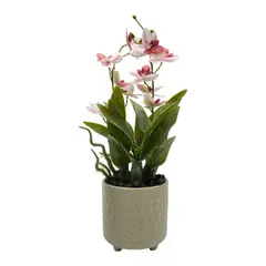 GENERICO - Planta Artificial Orquidea Rosado Decorativa Macetero Loza