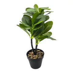 GENERICO - Planta Artificial Hoja Verde Deco Macetero Plastico Negro.