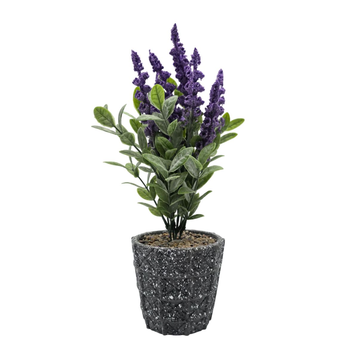 GENERICO - Planta Artificial Lavanda Macetero De Cemento Gris Diseño