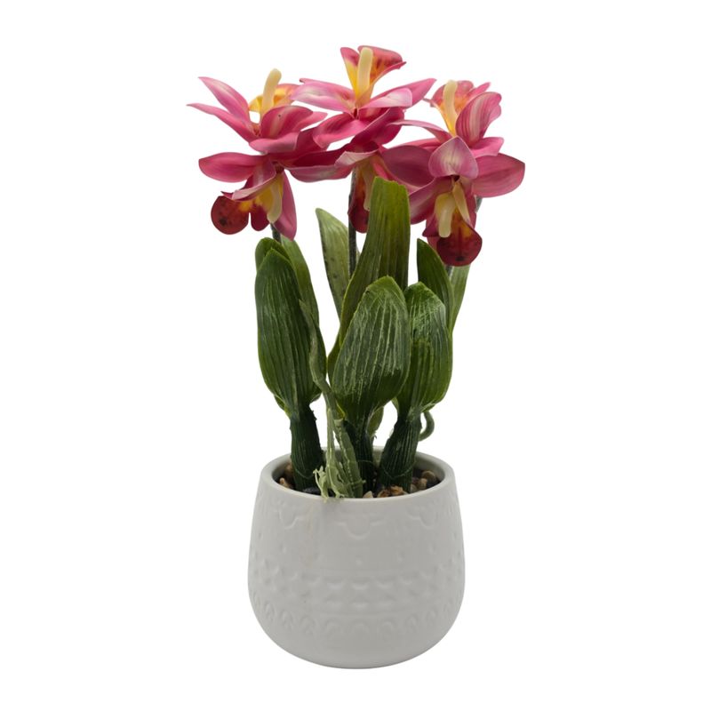 GENERICO - Planta Artificial Orquidea Rosada Decorativa Macetero Loza