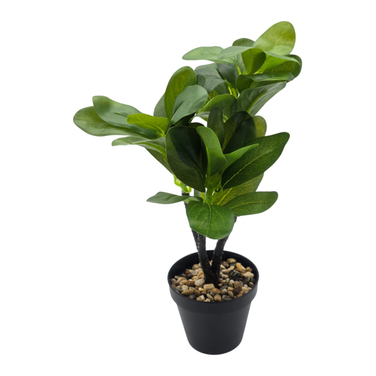 GENERICO - Planta Artificial Hoja Verde Deco Macetero Plastico Negro