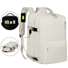 VIDITA - Mochila para Notebook 16 USB Impermeable Viaje Avión Blanco