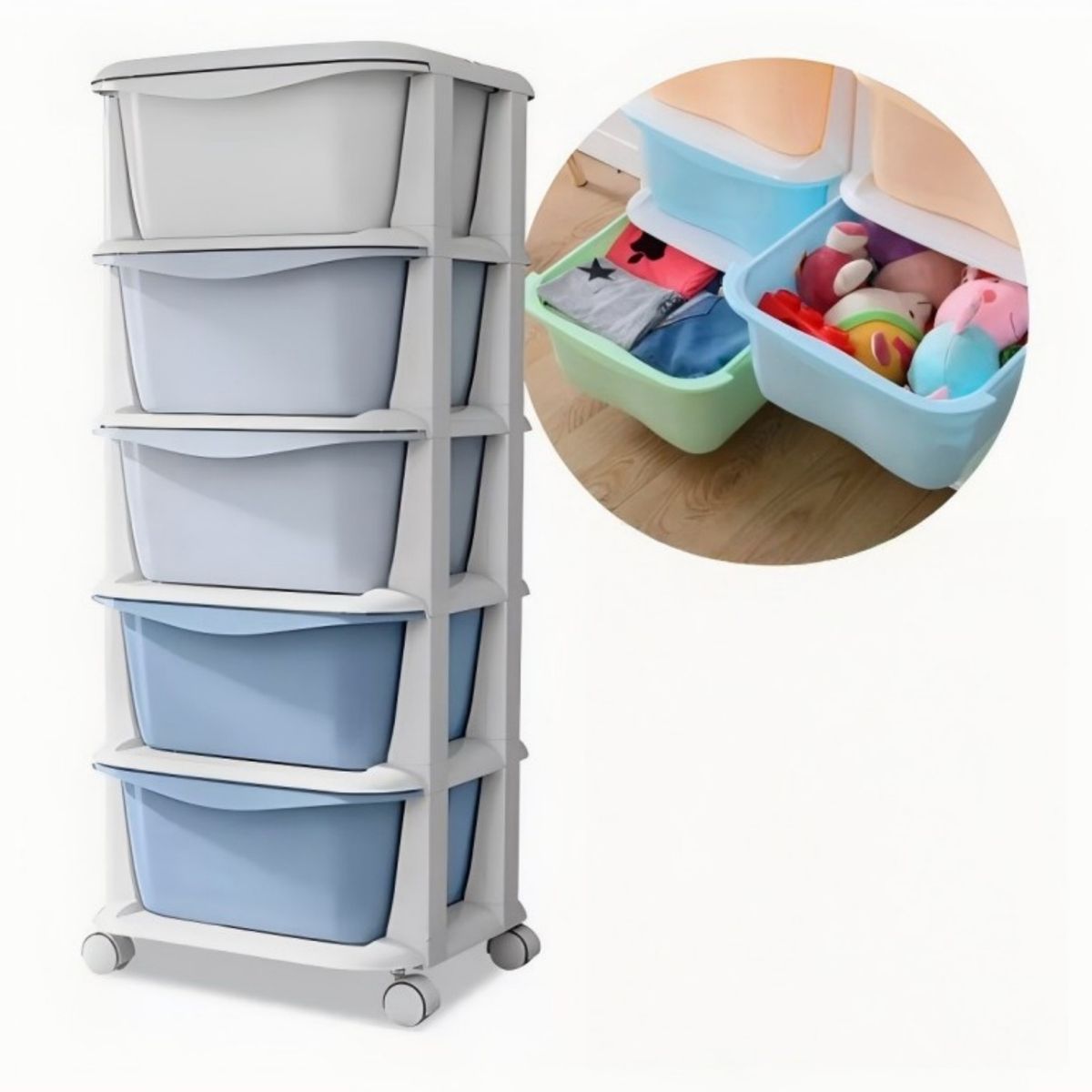 ANYHOGAR - Cajonera 5 Pisos Organizador Cocina Baño Closet Con Ruedas