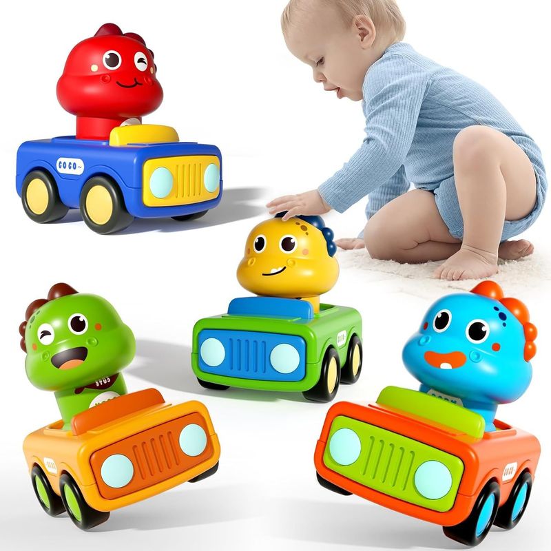 DANWEILE - Set de Cuatro Autos de Juguete con Formas de Dinosaurios con Tracción deInercia
