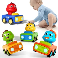 DANWEILE - Set de Cuatro Autos de Juguete con Formas de Dinosaurios con Tracción deInercia