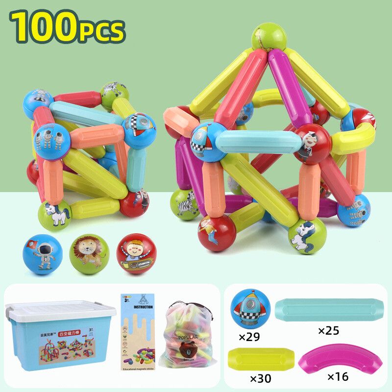 DANWEILE - Paquete de 100 Varillas Magnéticas Para Niños