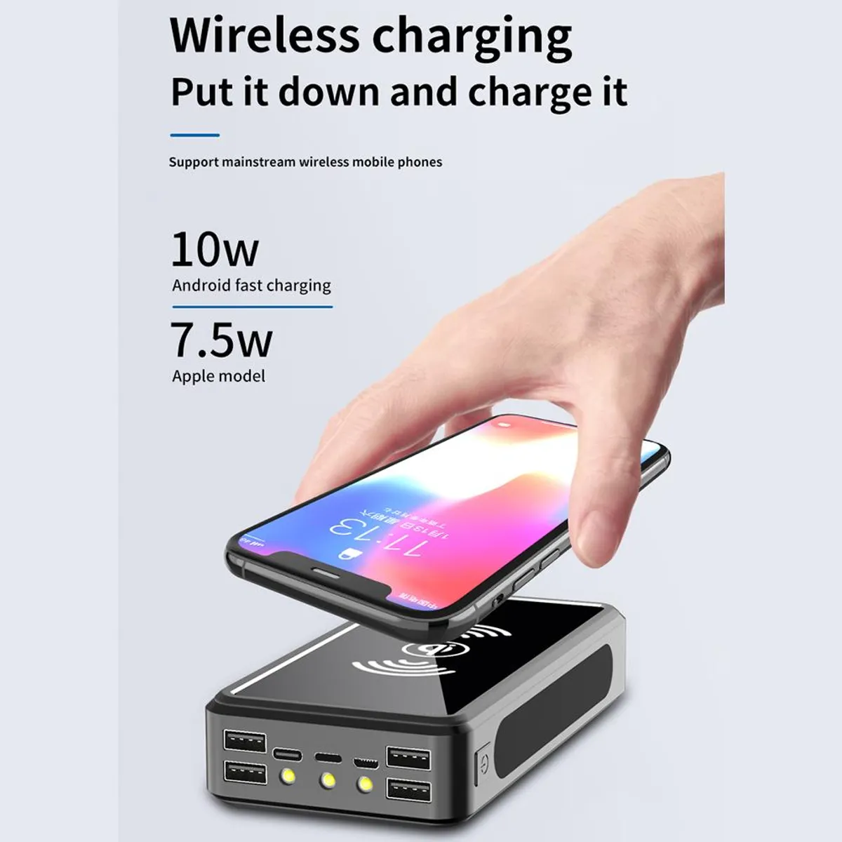 METEX - Banco De Energía Solar Inalámbrico Portátil De 80000mah Ext