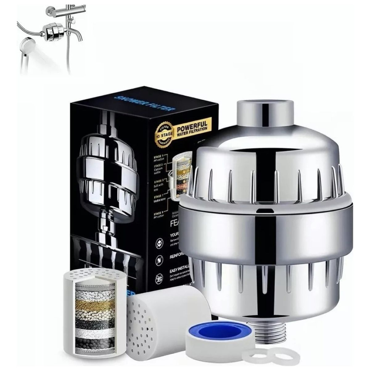 U BUY - Purificador De Agua Ducha Con 2 Cartucho De Filtro