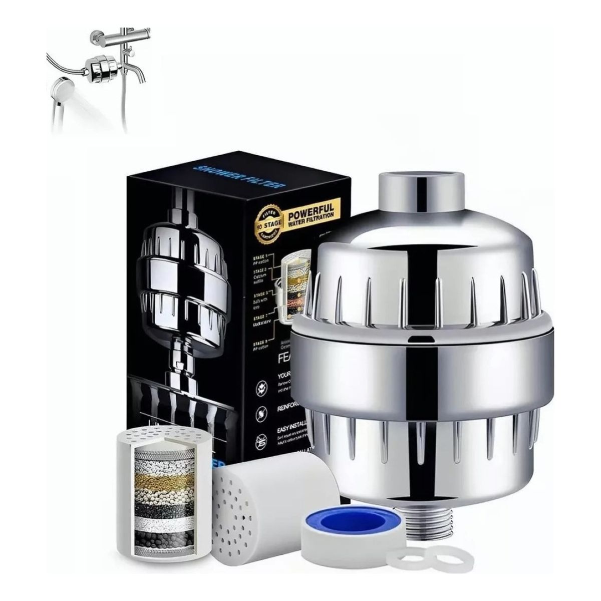 U BUY - Purificador De Agua Ducha Con 2 Cartucho De Filtro