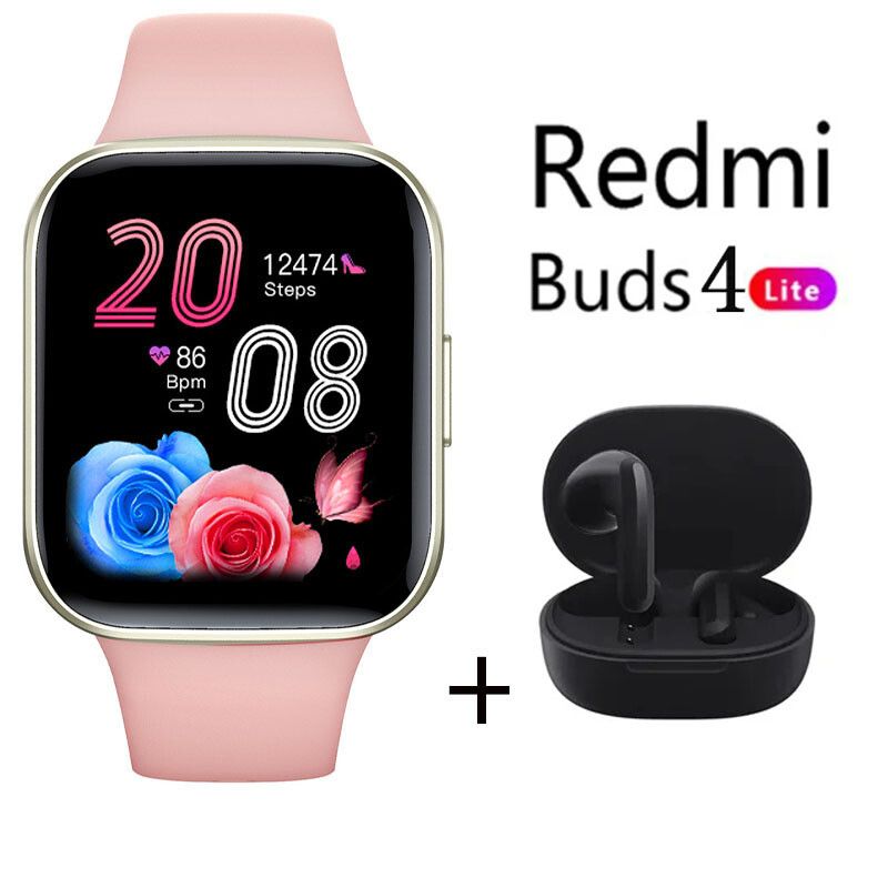 XIAOMI - Reloj inteligente Y83 Rosado + xiaomi Redmi Buds 4 Lite - Negro.
