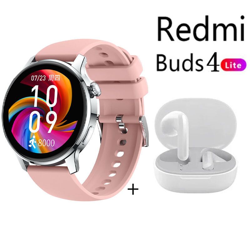 XIAOMI - S46 reloj inteligente deportivo Rosado+xiaomi Redmi Buds 4 Lite-Blanco.