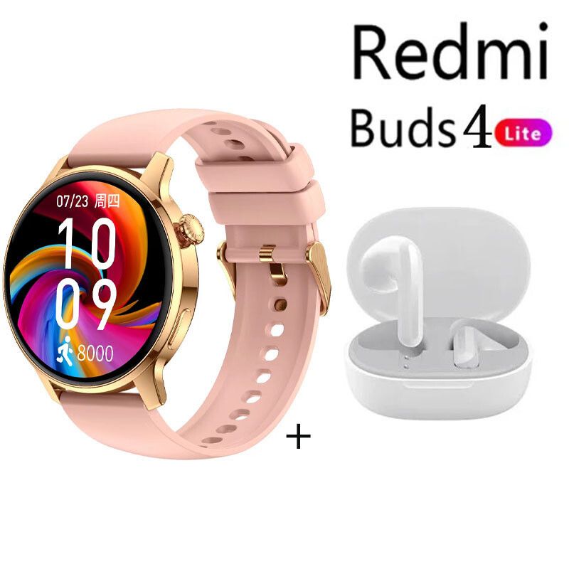 XIAOMI - S46 reloj inteligente deportivo Dorado+xiaomi Redmi Buds 4 Lite-Blanco