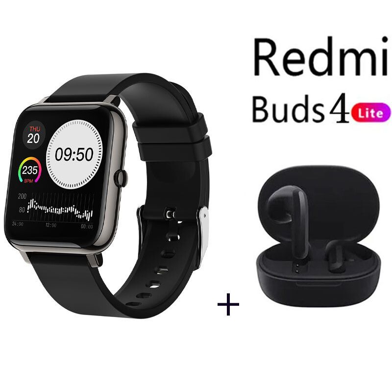 XIAOMI - Reloj inteligente pantalla táctil Negro+xiaomi Redmi Buds 4 Lite-Negro.