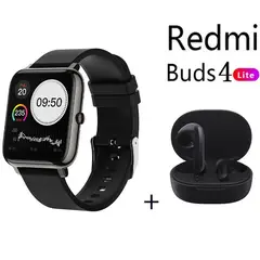 XIAOMI - Reloj inteligente pantalla táctil Negro+xiaomi Redmi Buds 4 Lite-Negro.