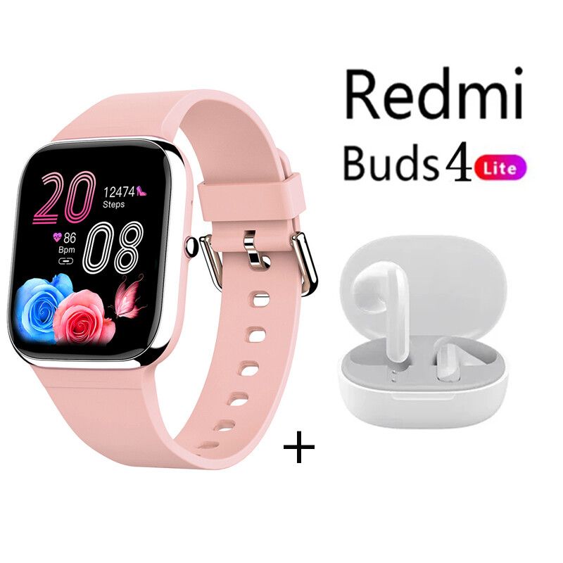 XIAOMI - Y9PRO reloj inteligente Rosado + xiaomi Redmi Buds 4 Lite - Blanco