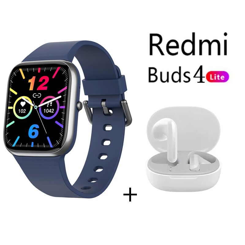 XIAOMI - Y9PRO reloj inteligente Azul + xiaomi Redmi Buds 4 Lite - Blanco
