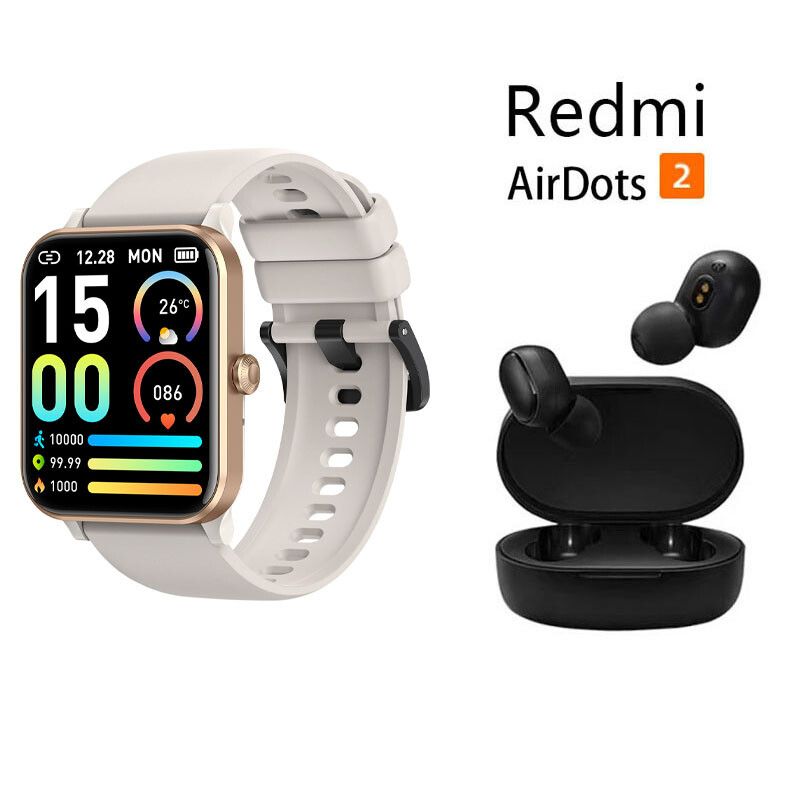 XIAOMI - Reloj inteligente Bluetooth blanquecino + combo Xiaomi Redmi AirDots 2.