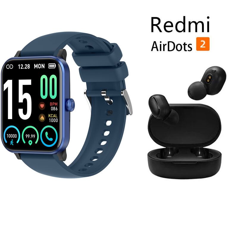 XIAOMI - Reloj inteligente Bluetooth azul + combo Xiaomi Redmi AirDots 2.