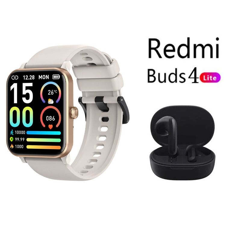 XIAOMI - Reloj inteligente Bluetooth blanquecino+combo Xiaomi Redmi Buds 4 Lite