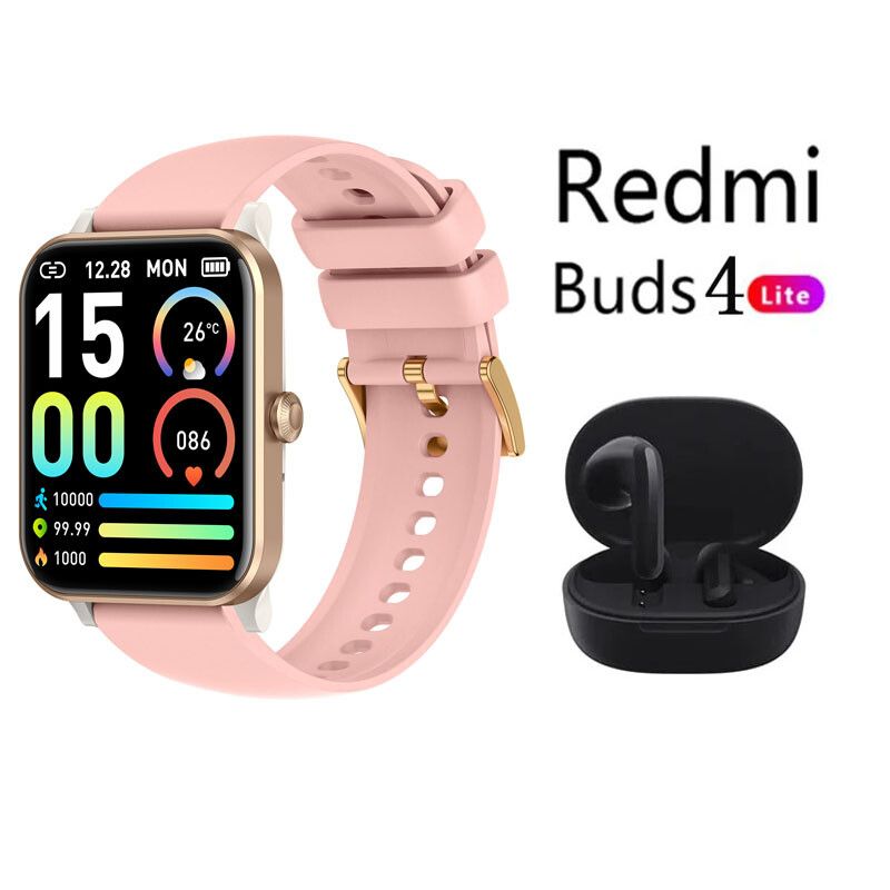 XIAOMI - Reloj inteligente Bluetooth rosa + combo Xiaomi Redmi Buds 4 Lite.