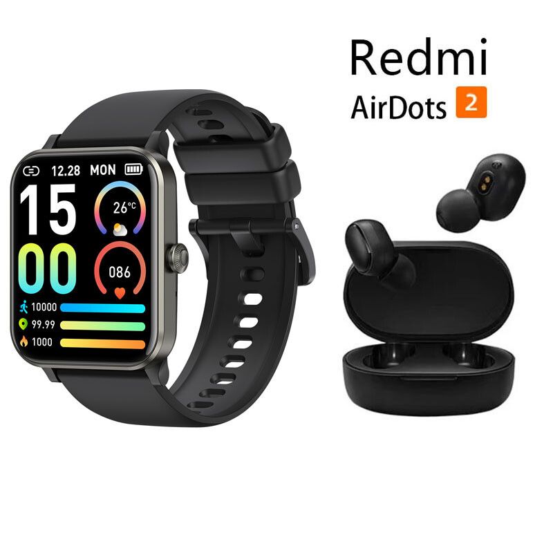 XIAOMI - Reloj inteligente Bluetooth negro + combo Xiaomi Redmi AirDots 2