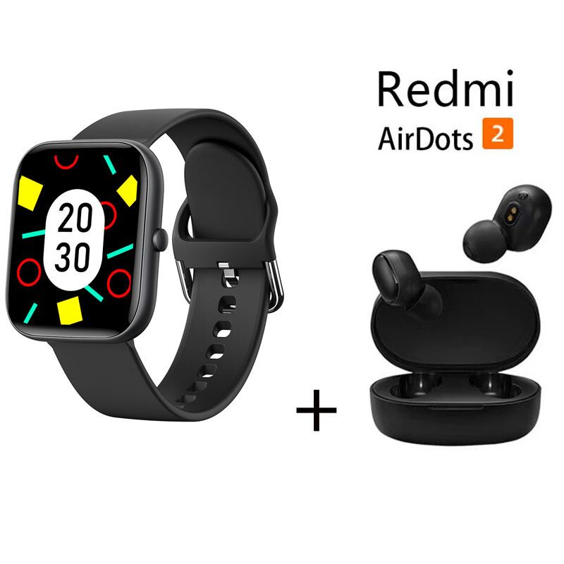 XIAOMI - Reloj inteligente de pantalla grande HD + combo Redmi AirDots 2 Negro.