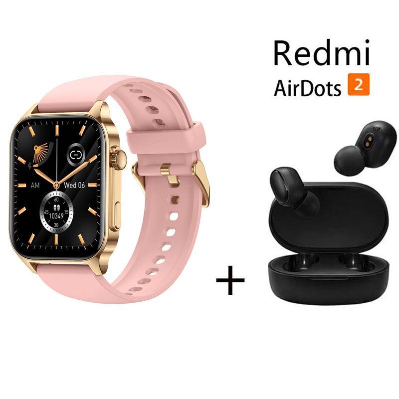 XIAOMI - 191 Reloj inteligente con pantalla grande+Xiaomi Redmi AirDots 2 Rosa