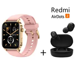 XIAOMI - 191 Reloj inteligente con pantalla grande+Xiaomi Redmi AirDots 2 Rosa