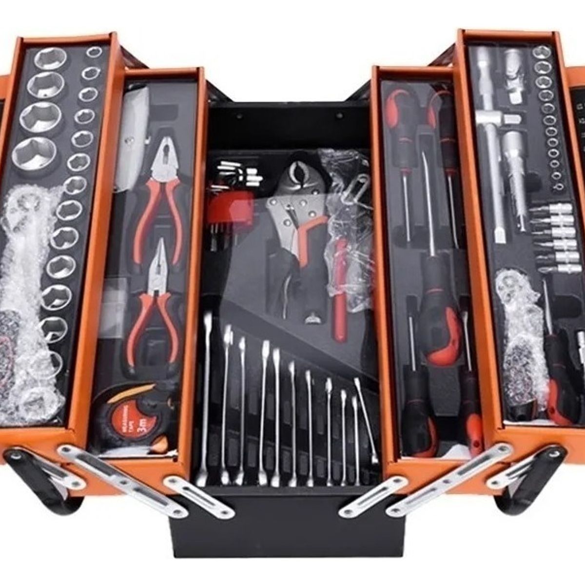 QUICK - Caja De Herramientas Set 85 Pieza Plegable 5 Niveles Metal