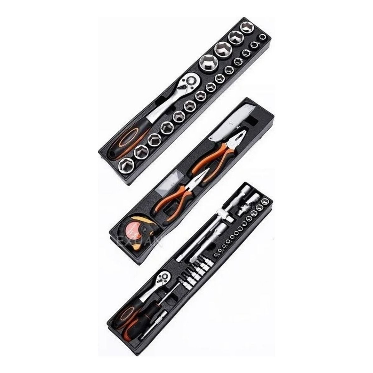 QUICK - Caja De Herramientas Set 85 Pieza Plegable 5 Niveles Metal