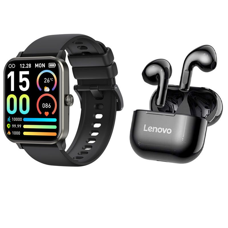 LENOVO - Reloj inteligente Bluetooth Negro + combo Audífonos Lenovo LP40