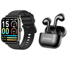 LENOVO - Reloj inteligente Bluetooth Negro + combo Audífonos LP40