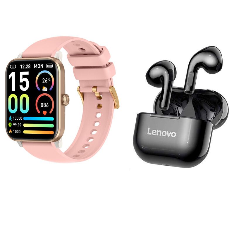 LENOVO - Reloj inteligente Bluetooth rosa + combo Audífonos Lenovo LP40
