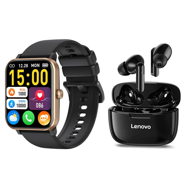 LENOVO - J01 llamada smartwatch Dorado + combo Lenovo Audífonos XT90