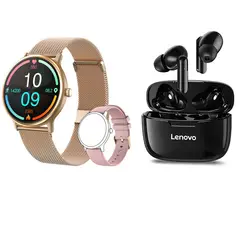 LENOVO - Reloj inteligente resistente al agua Y86 rosa + combo XT90