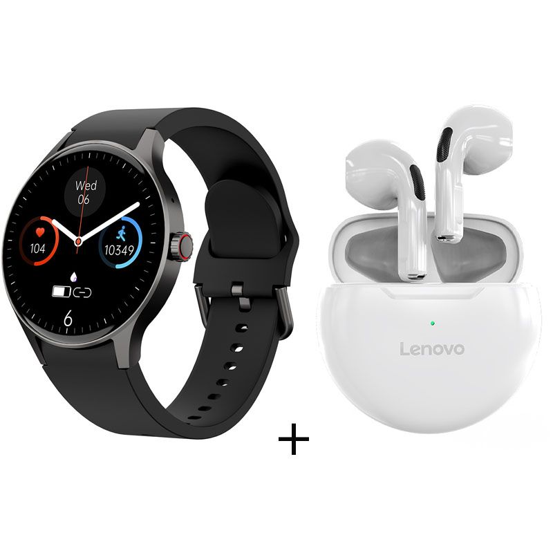LENOVO - reloj inteligente de llamadas Negro + combo Lenovo ht38 blanco