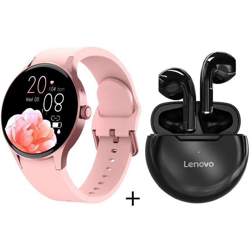 LENOVO - reloj inteligente de llamadas rosa + combo Lenovo ht38- Negro