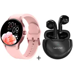 LENOVO - Reloj inteligente de llamadas rosa + combo ht38- Negro