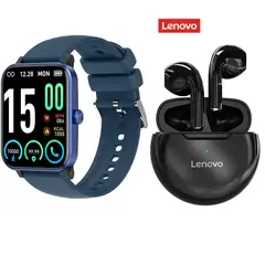 LENOVO - Reloj deportivo inteligente J01 azul + combo HT38 Negro