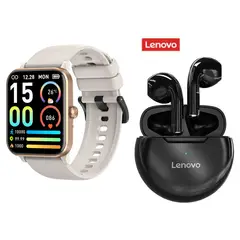 LENOVO - Reloj deportivo inteligente J01 Blanquecino + combo HT38 Negro