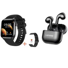 LENOVO - Reloj inteligente resistente al agua+Lenovo LP40 combo - Negro