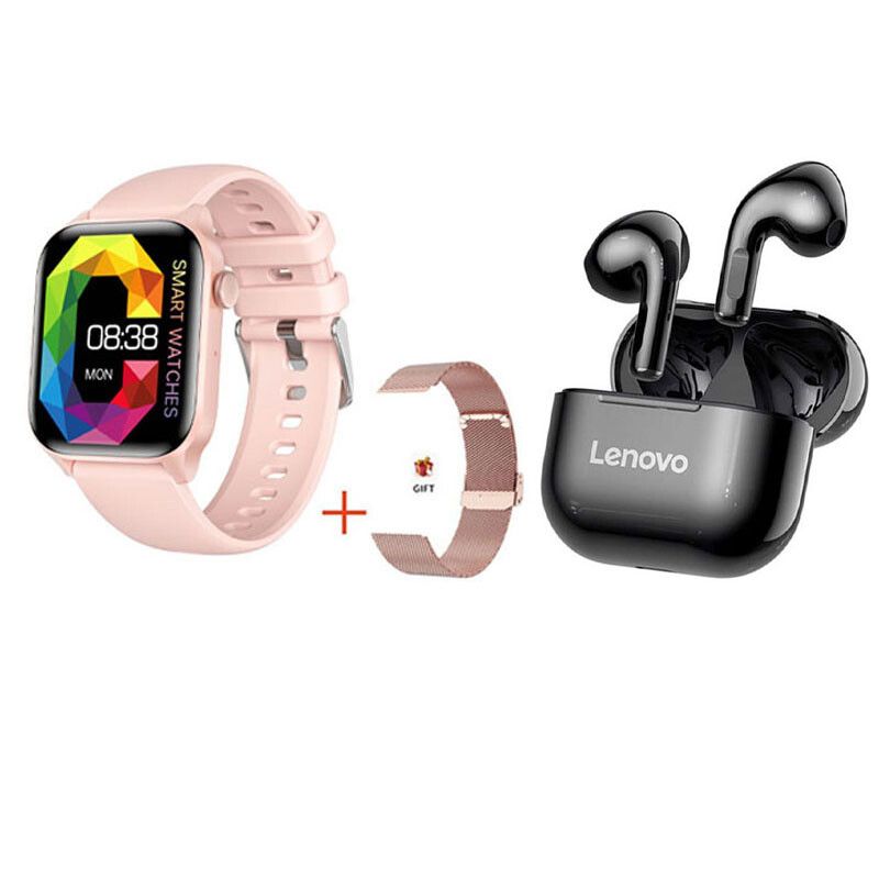 LENOVO - Reloj inteligente resistente al agua+Lenovo LP40 combo -Rosa