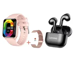 LENOVO - Reloj inteligente resistente al agua+Lenovo LP40 combo -Rosa
