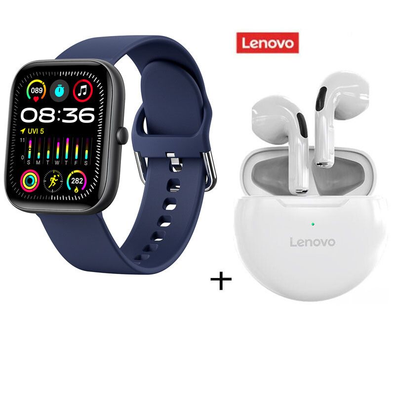 LENOVO - Combinación auriculares Lenovo HT38 blancos + reloj inteligente Azul