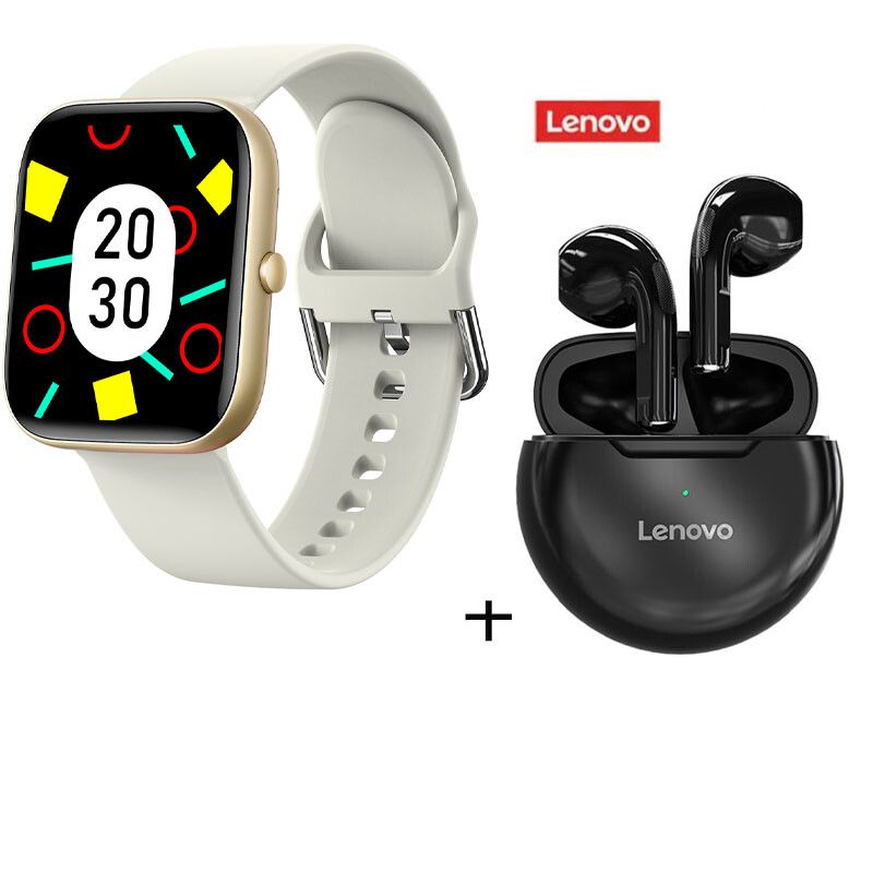 LENOVO - Combinación de auriculares negros Lenovo HT38+reloj inteligente caqui